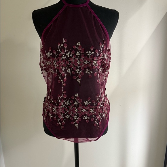 Dreamgirl Other - Dreamgirl Deep Purple Embroidered Lace Halter NWOT